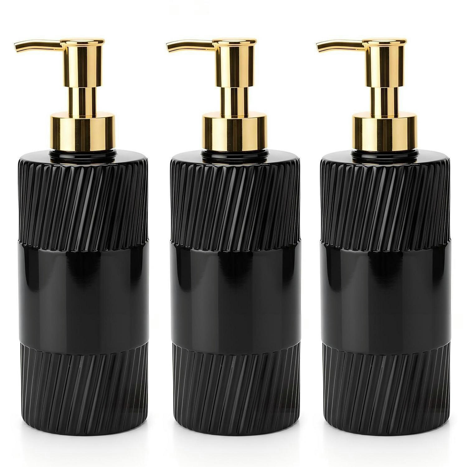 SEIFENSPENDER 3er Set Schwarz Matt 500ml Kunststoff Pumpspender - Schwarz, Kunststoff (7/20/7cm)