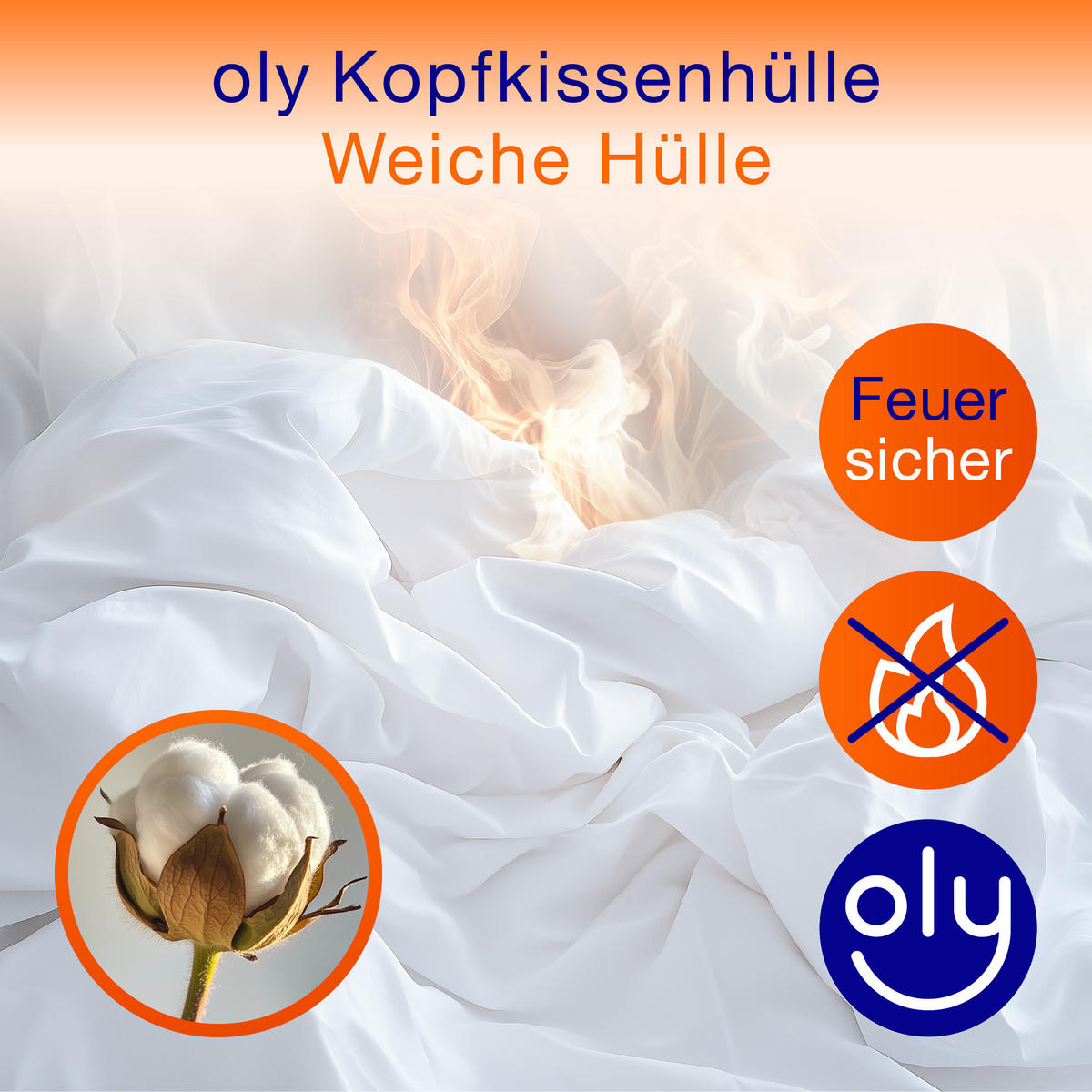 HOTELKOPFKISSEN FIRESTOPP Mikrofaser schwer entflammbar - Weiß, Naturmaterialien (40/80cm) - oly