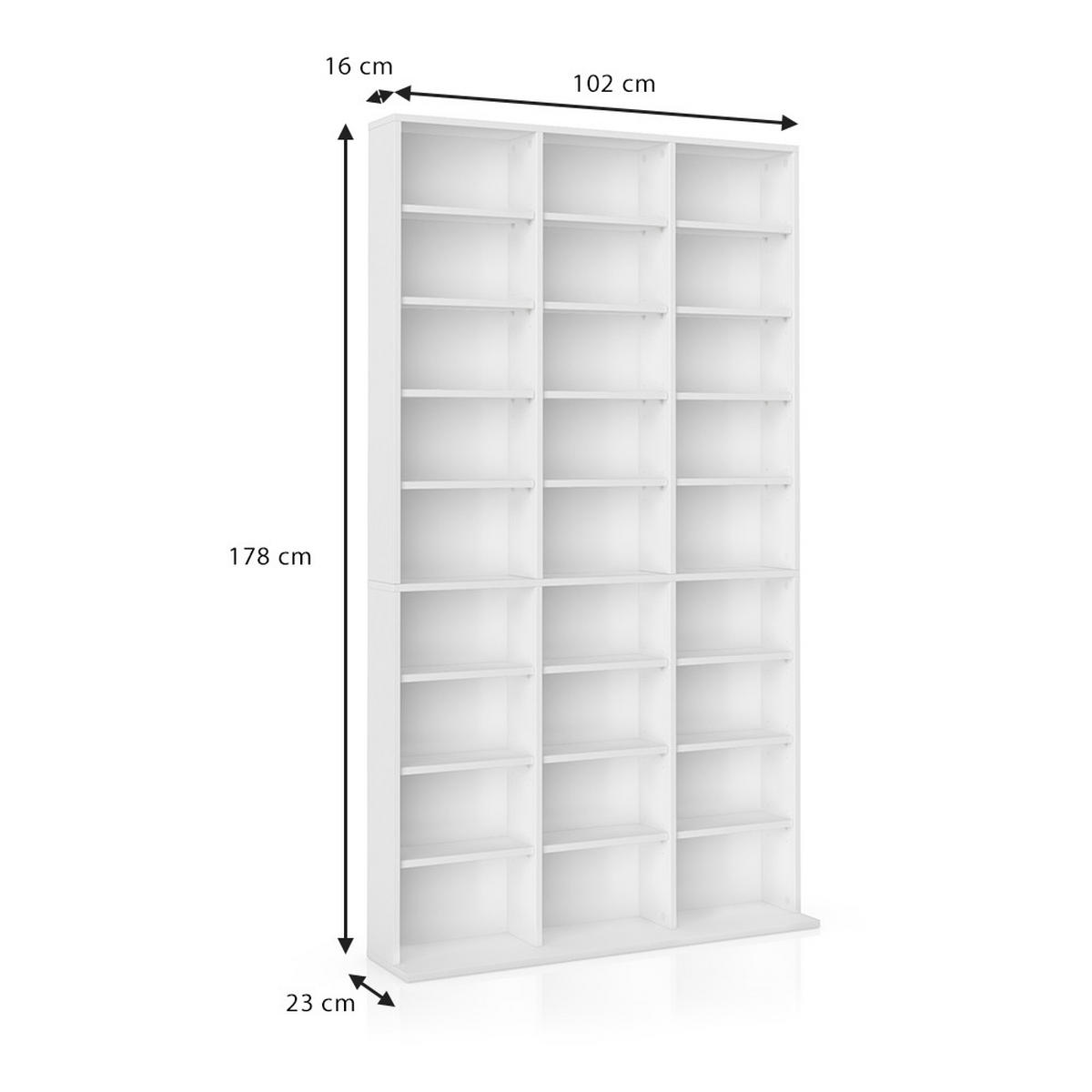 CD-REGAL Jukebox Weiß 102 x 178 cm - Weiß, Holzwerkstoff (102/178/16cm) - Vicco