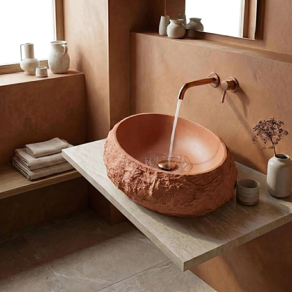 AUFSATZWASCHBECKEN Rea Mika Terracotta - Orange, Kunststoff (38/15/50cm) - REA