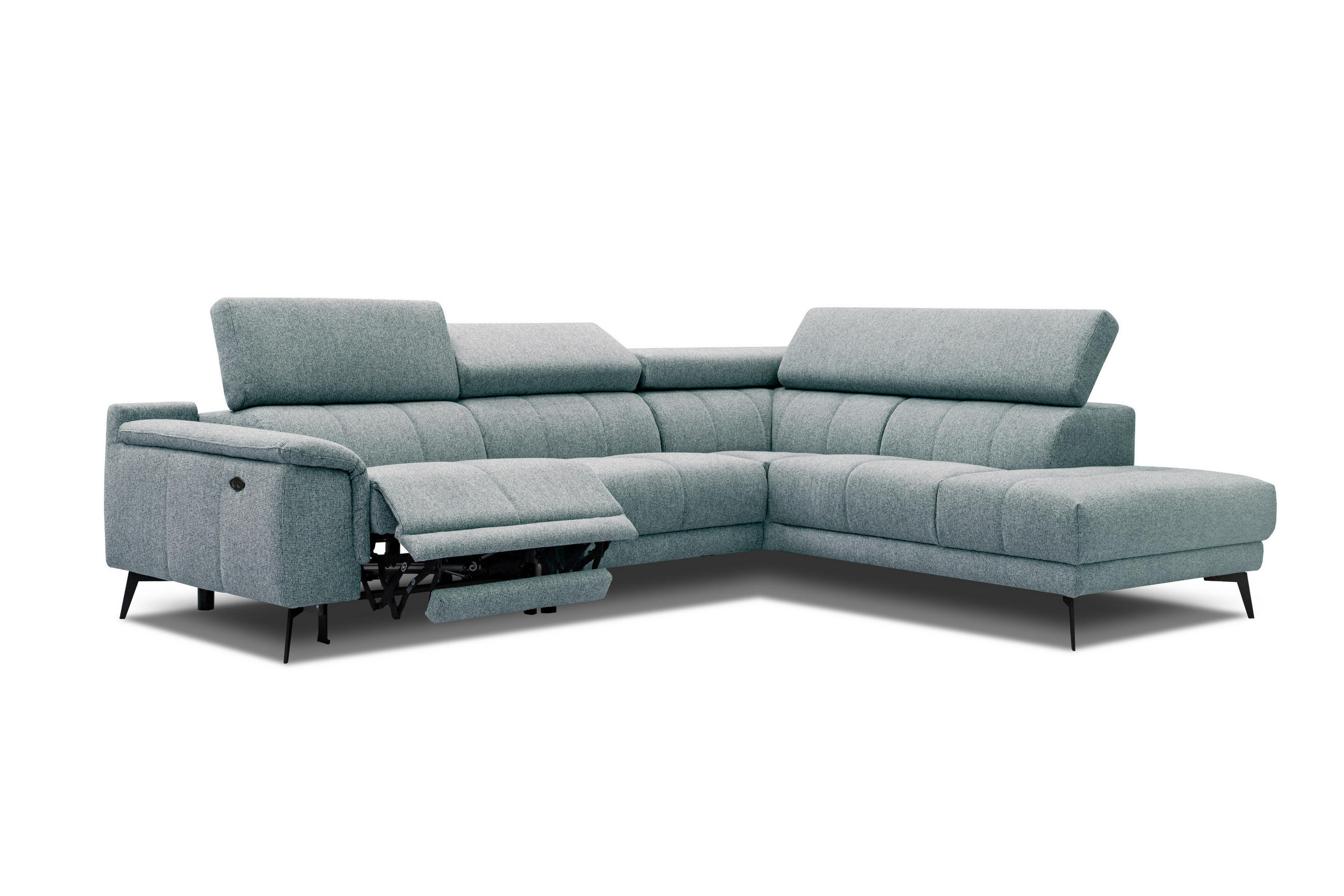 ECKSOFA FIERO 5-Sitzer mit 1 Relaxfunktion, mintgrün - Mintgrün, Holzwerkstoff/Textil (290/228cm) - Courtois Laville