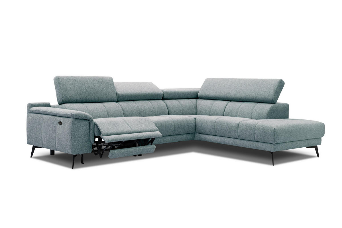 ECKSOFA FIERO 5-Sitzer mit 1 Relaxfunktion, mintgrün - Mintgrün, Holzwerkstoff/Textil (290/228cm) - Courtois Laville