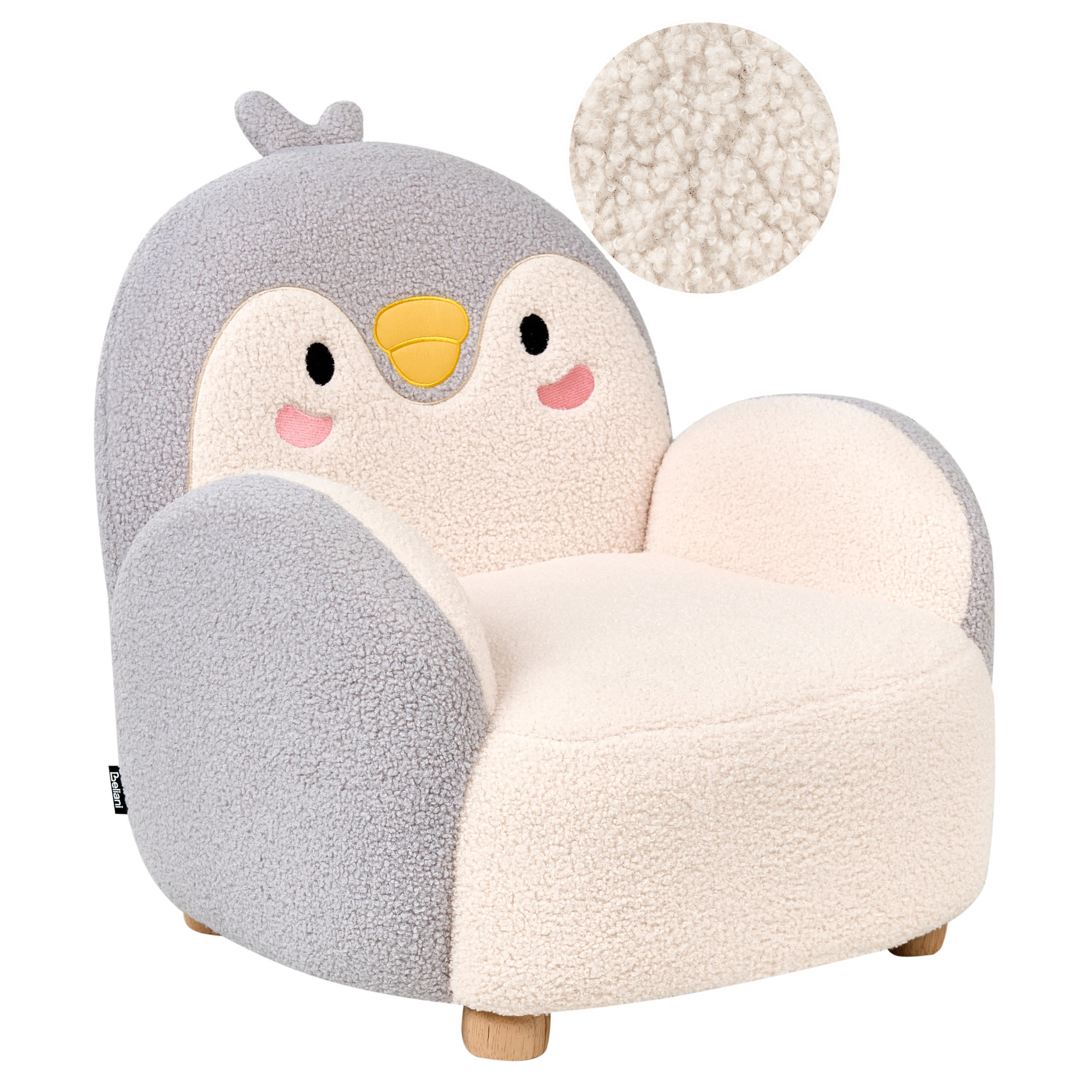 KINDERSESSEL Grau Fyn - Creme/Braun, Textil (50/60/55cm) - Beliani