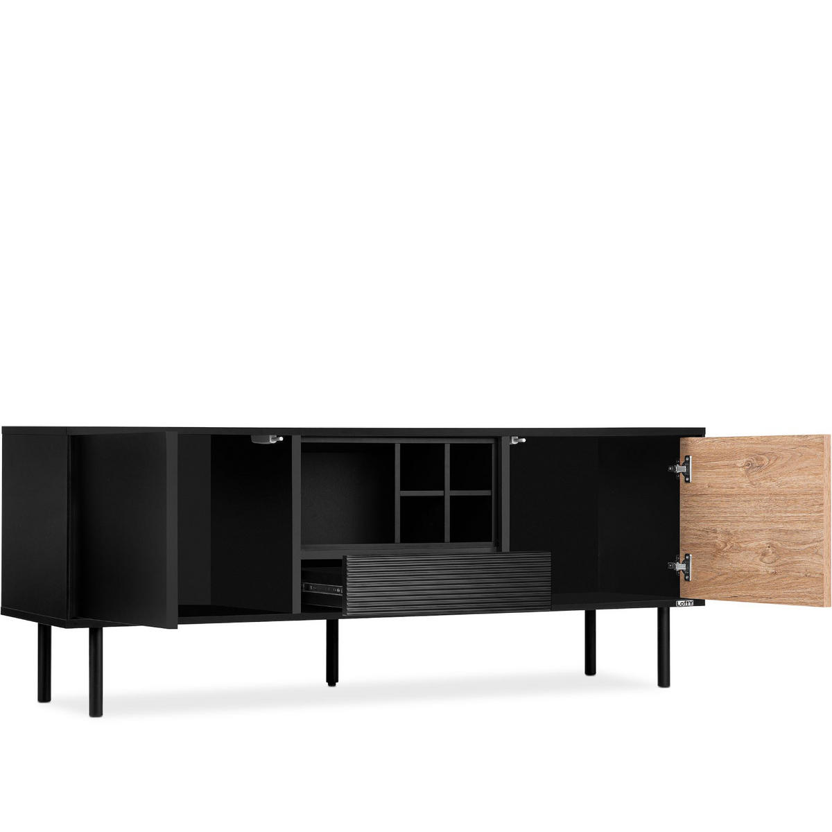 TV-SCHRÄNK LOFTY Loft-Stil, schwarz - Eichefarben/Schwarz, Holzwerkstoff (152/59/41cm) - KONSIMO®