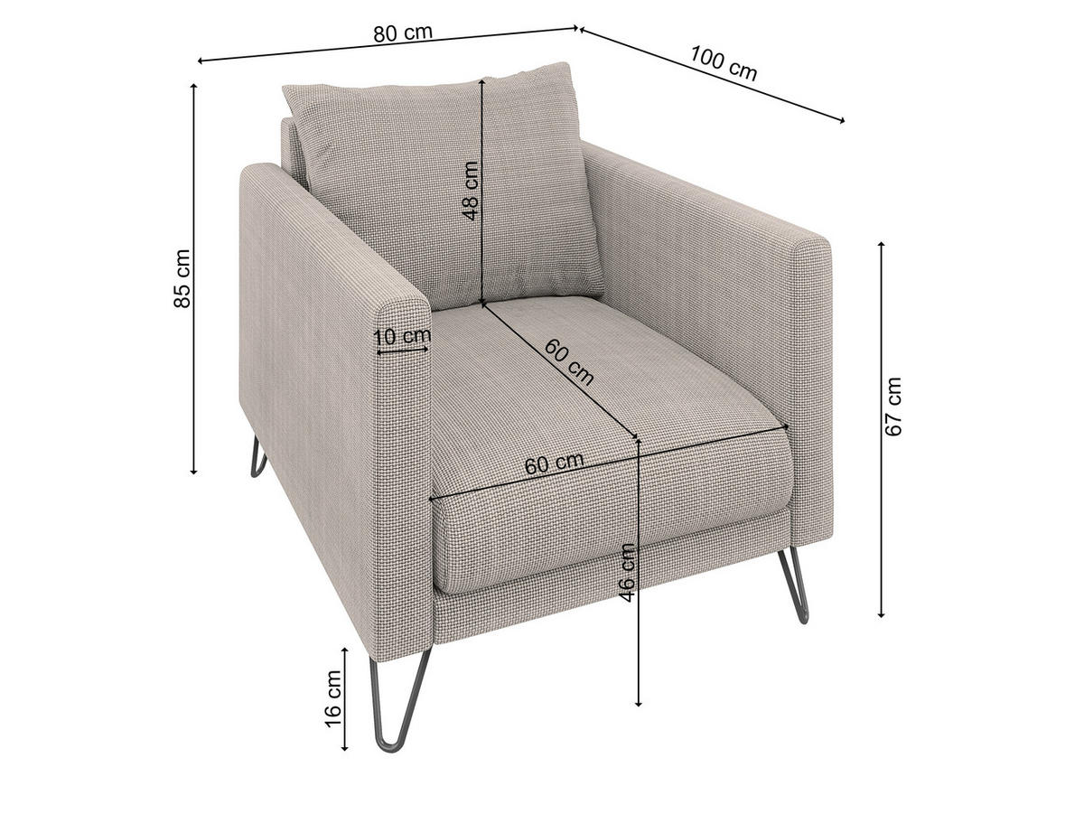 SITZGARNITUR 3+2+1 Harmony Taupe Chenille - Taupe/Schwarz, Holz/Textil (200/85/100cm) - S-Style Möbel