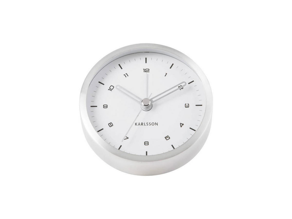 WECKER Weiß 9/9 cm - Weiß, Metall (9/9/3cm) - KUNSTLOFT