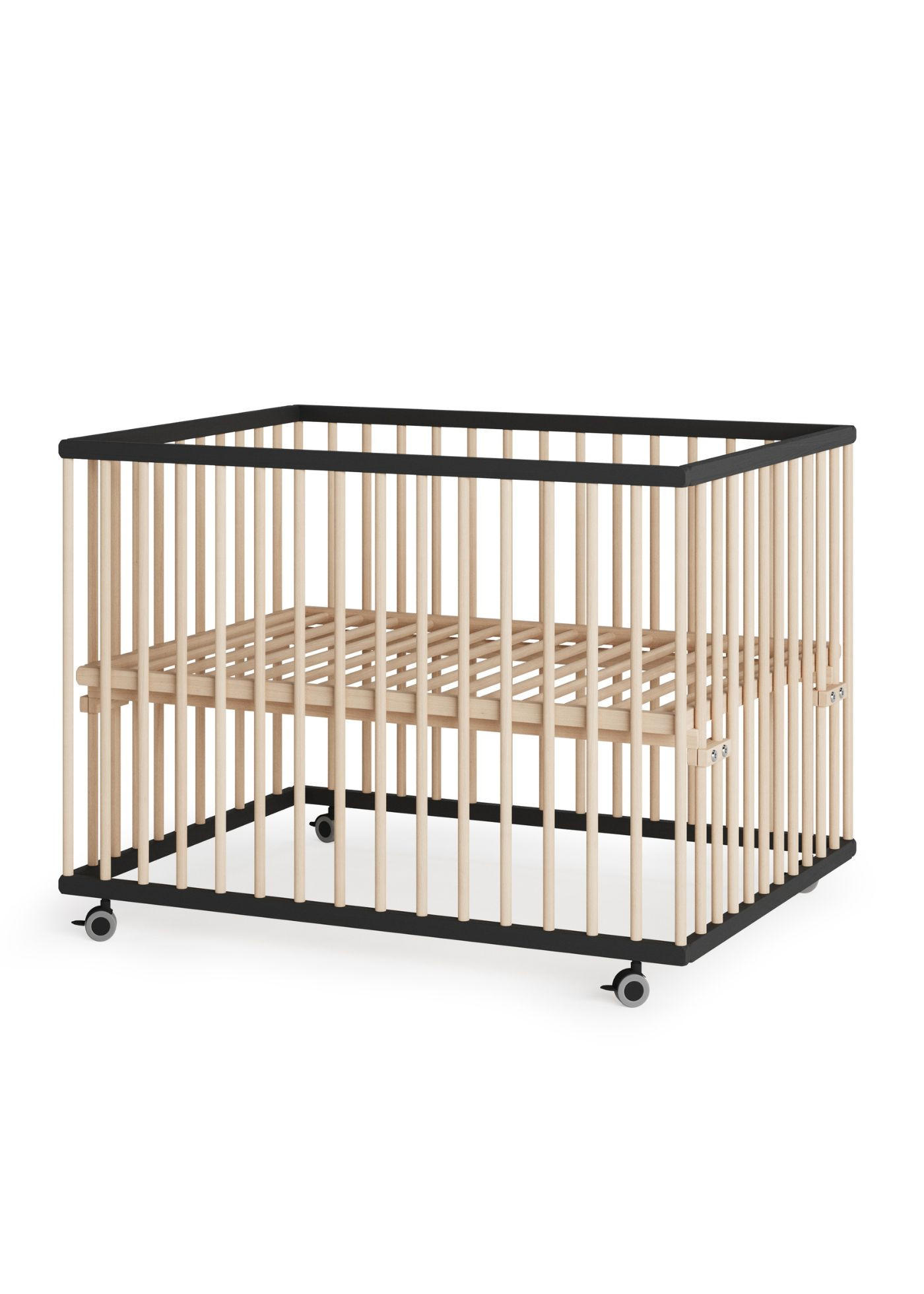 LAUFGITTER 75x100 cm mit Lattenrost - schwarz/natur - Premium Kollektion - Schwarz/Naturfarben, Holz (100/74/75cm) - Sämann – make a difference.