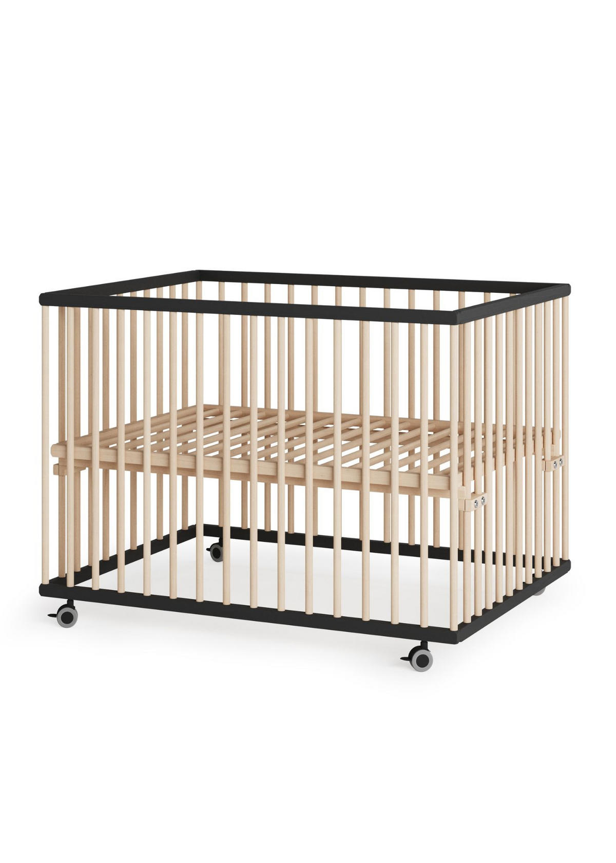 LAUFGITTER 75x100 cm mit Lattenrost - schwarz/natur - Premium Kollektion - Schwarz/Naturfarben, Holz (100/74/75cm) - Sämann – make a difference.