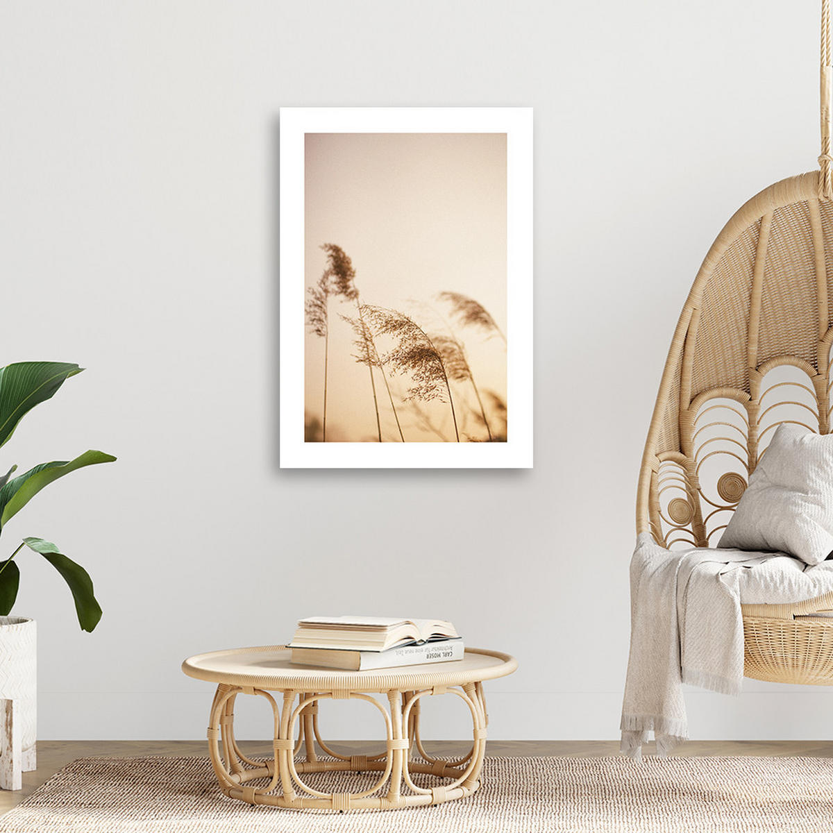 WANDBILD beigefarbenes schilf - Beige, Textil (40/60cm) - Feeby