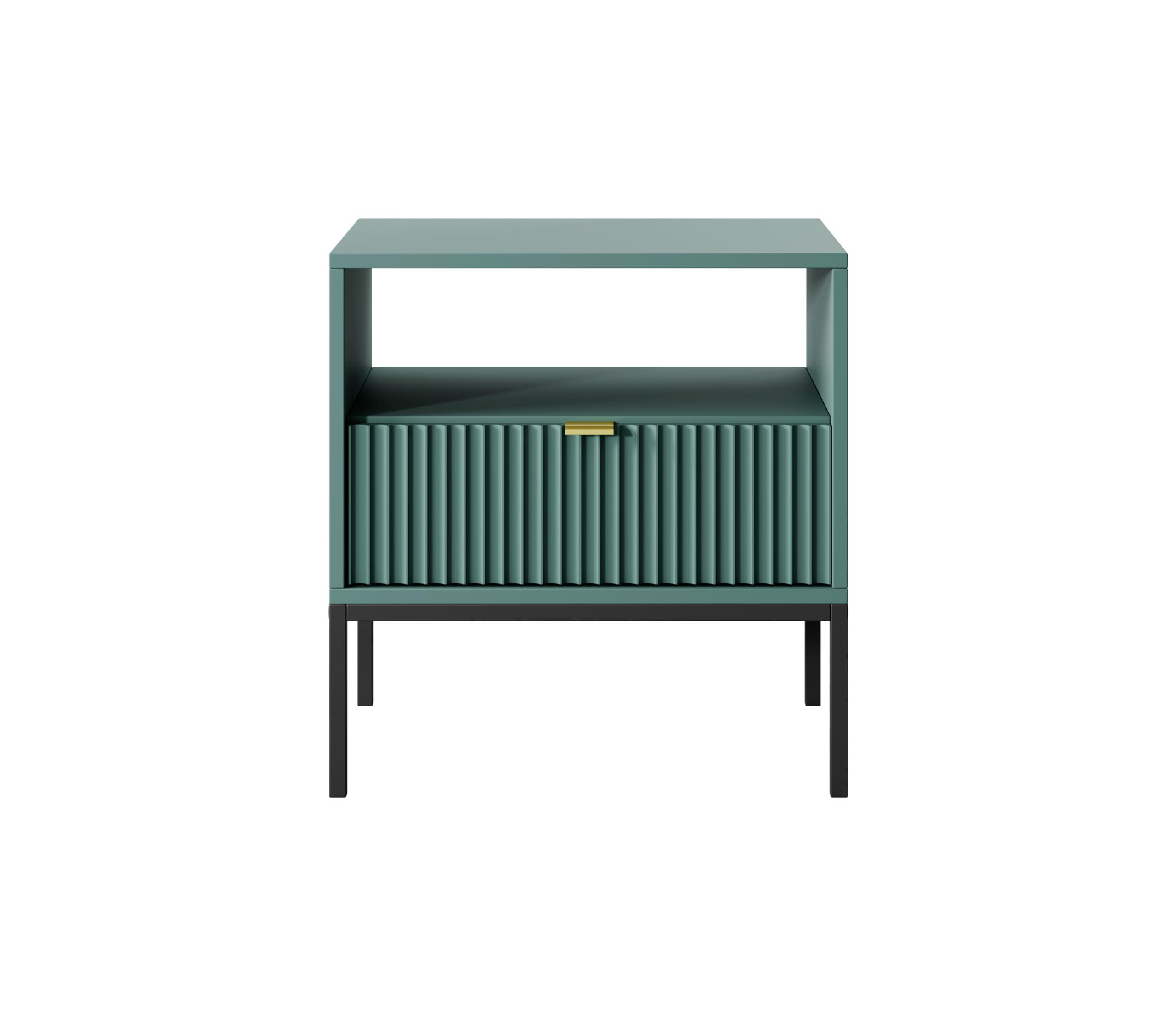 NACHTTISCH Font 54x56x39 cm - Modern Nachtschrank zum Schlafzimmer - EIN praktischer Commode aus Spanplatten - Grün - Grün, Holzwerkstoff (54/56/39cm) - Chilly