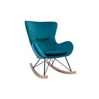 SCHAUKELSTUHL Design Velours Petrol ESKUA - Blau, Kunststoff (104/100/77cm) - Miliboo