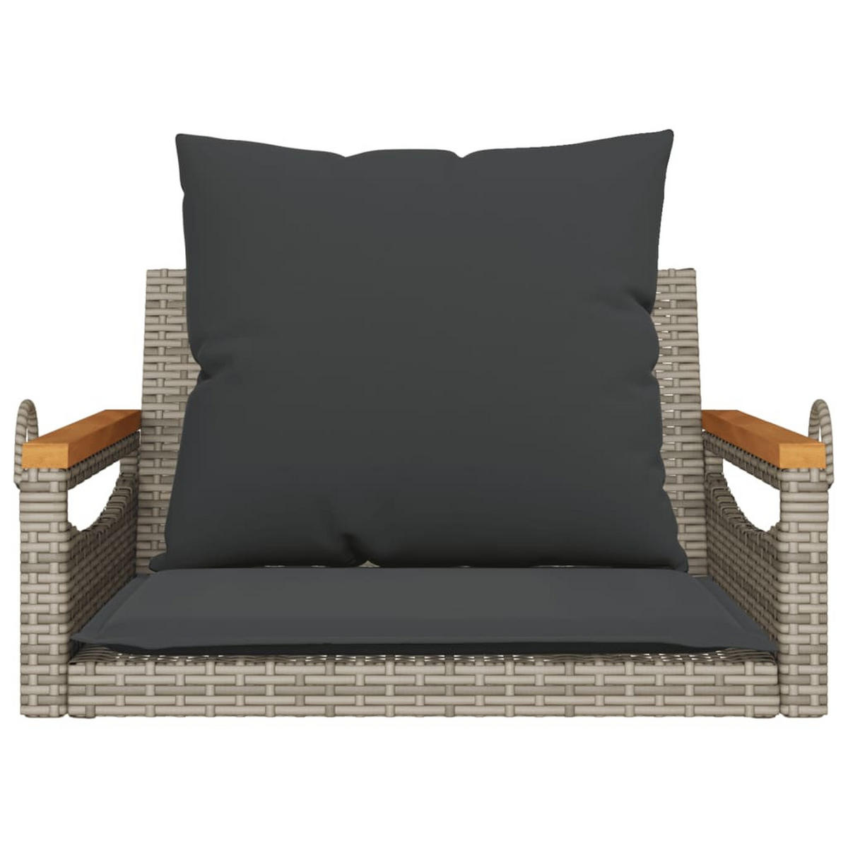 HÄNGESESSEL mit Kissen Grau 63x62x40 cm Poly Rattan - Grau, Holz (63/40/62cm) - furnicato