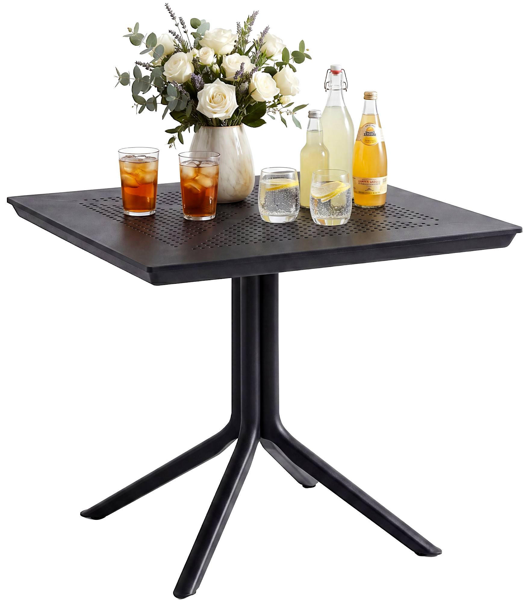 GARTENTISCH eckig 80/80/74 cm Kunststoff Schwarz - Schwarz, Kunststoff (80/80/74cm) - CLP