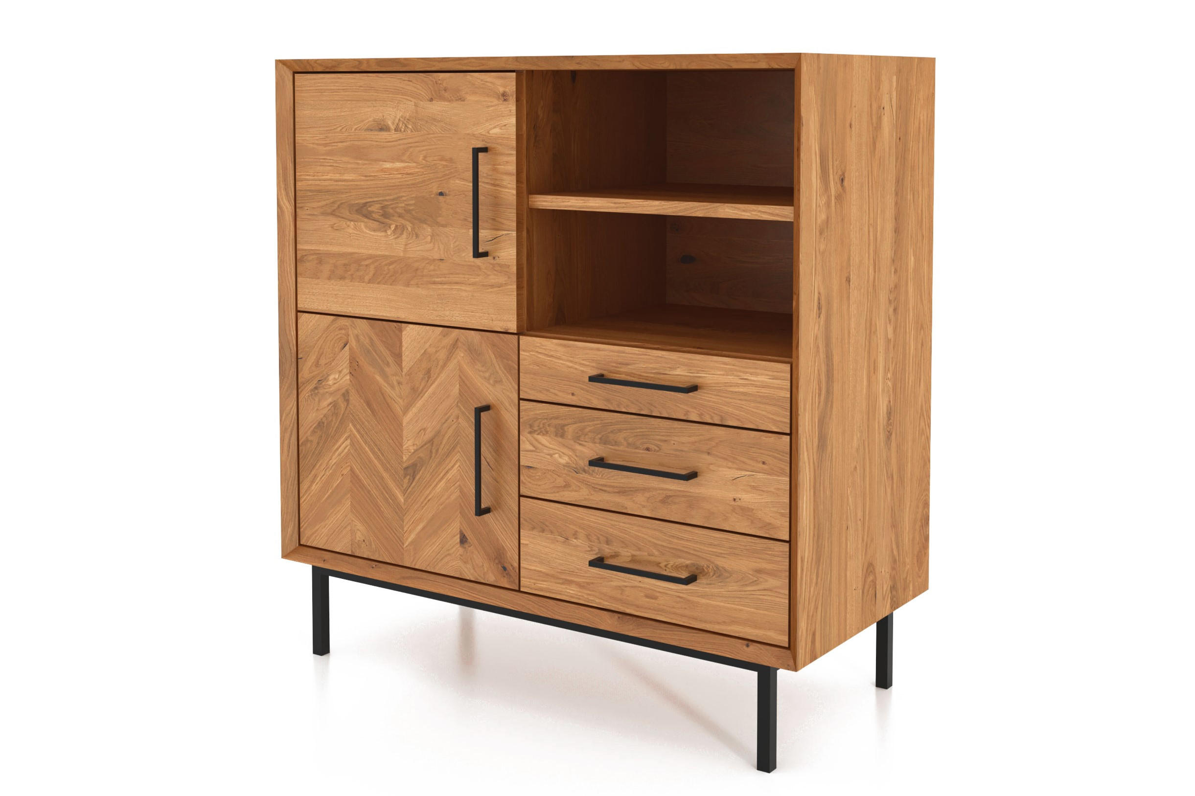 KOMMODE HOCH LEON Wildeiche - Wildeiche, Holz (97/95/45cm) - byoak