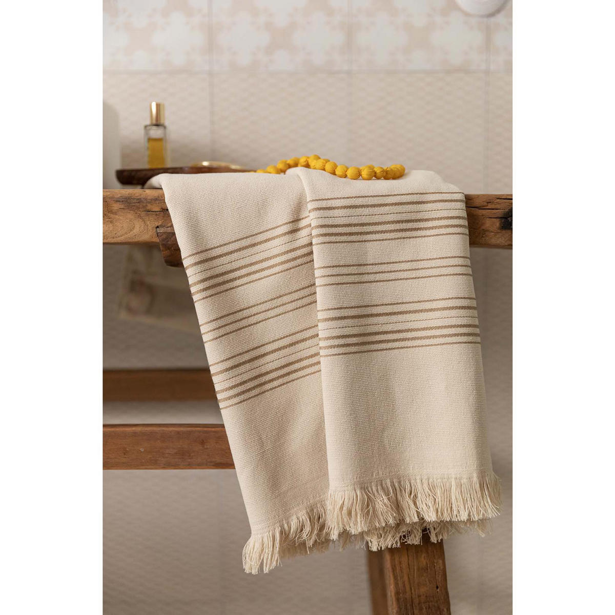 HAMMAM-TUCH Cancun leinen 90 x 180 cm - Braun, Textil (90/180cm) - Vivaraise