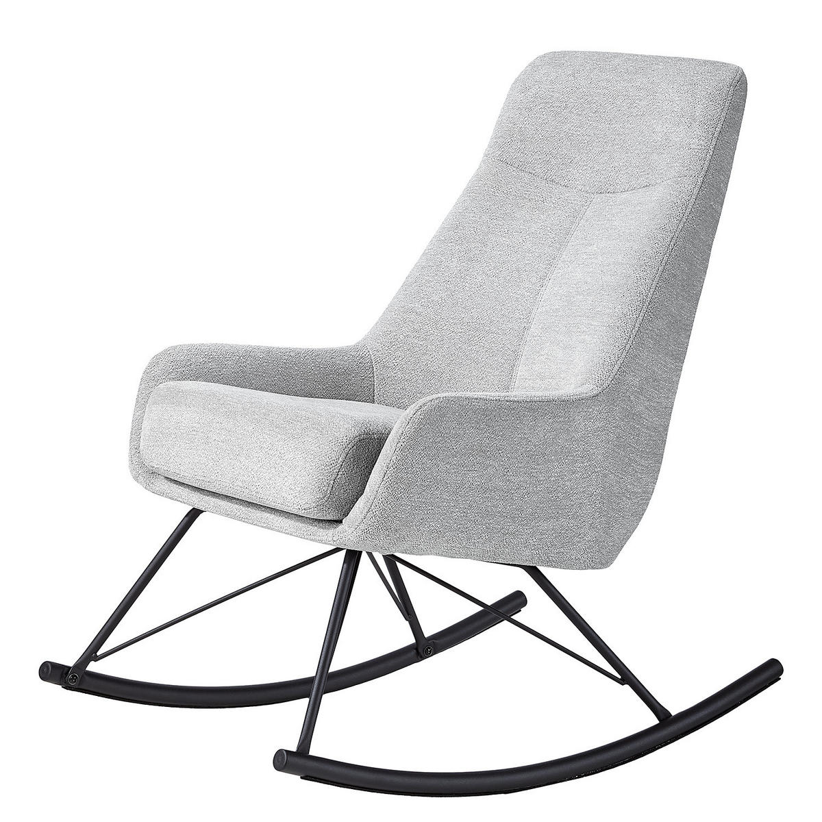 SCHAUKELSTUHL - Grau - Chenille - Eisen - 63 x 98 x 98 cm - Hellgrau/Schwarz, Textil/Metall (63/98/98cm) - home24