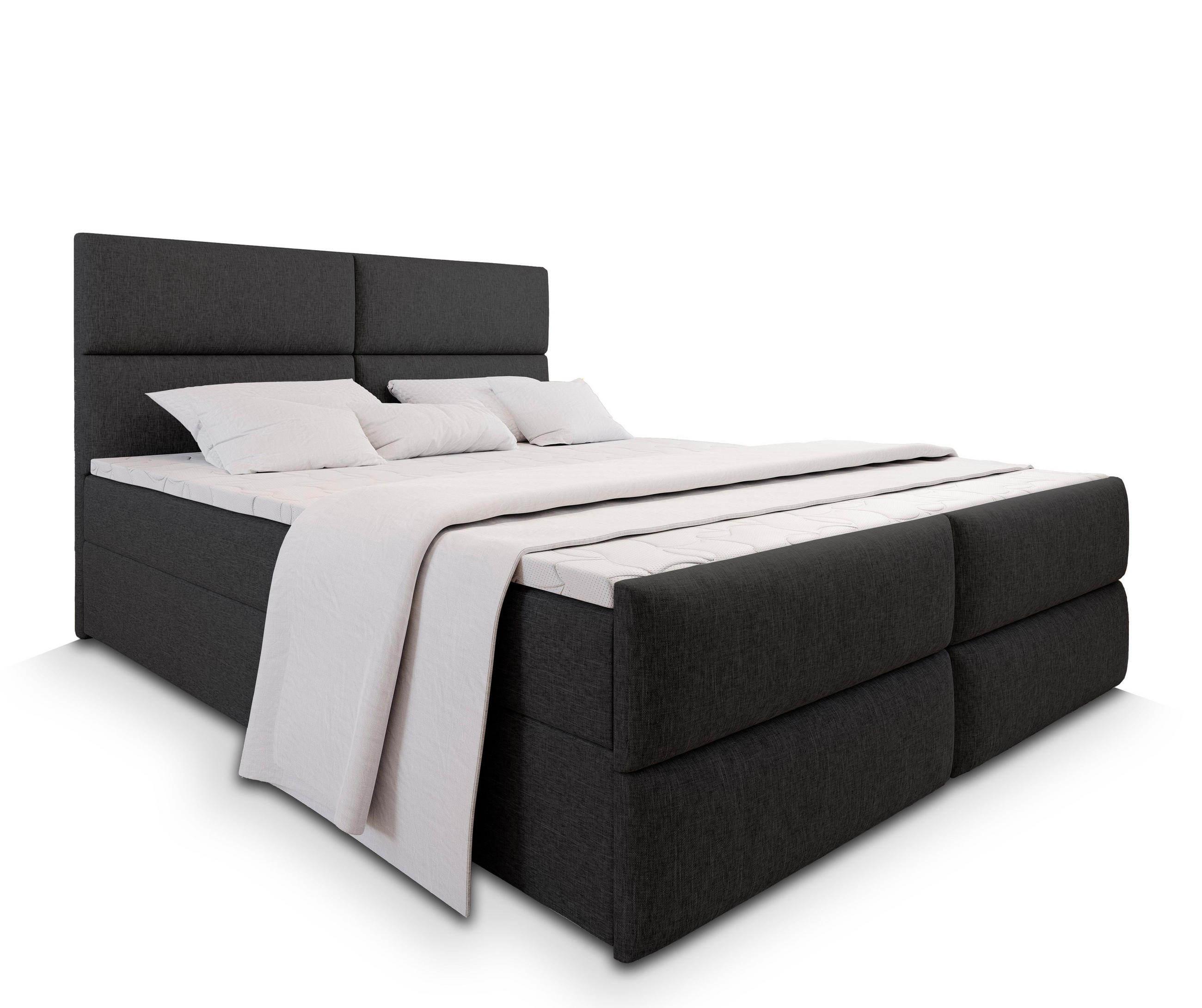 BOXBETT MULEN 180x200 cm mit Matratze und Topper - Schwarz - Schwarz, Holz (180/200cm) - MASSENO