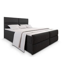 BOXBETT MULEN 180x200 cm mit Matratze und Topper - Schwarz - Schwarz, Holz (180/200cm) - MASSENO