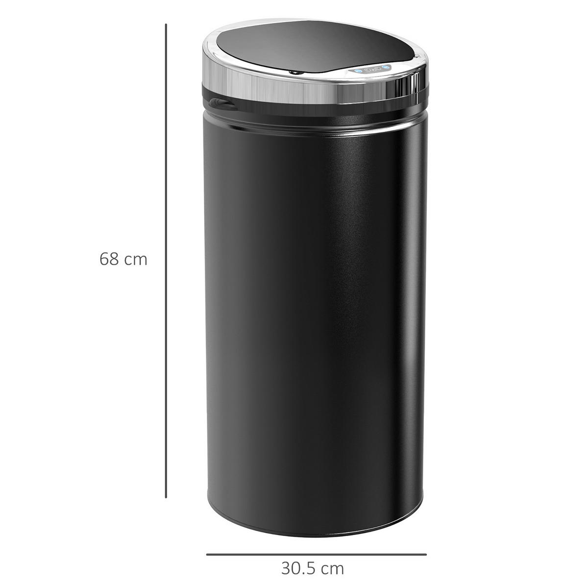 MÜLLEIMER AUTOMATISCHER 30,5/30,5/68 cm Verzinkter Stahl Schwarz Infrarotsensor Küche - Schwarz, Metall (30.5/68/30.5cm) - Rolipo