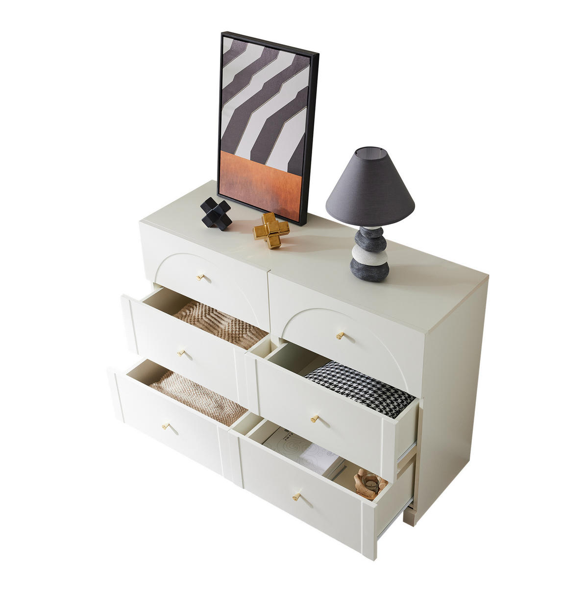 KOMMODE 120/40/82 cm aus Spanplatte mit 6 Schubladen Weiß - Weiß, Holzwerkstoff (40/82/120cm) - Modenvie