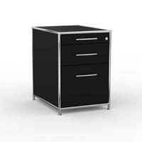 BÜRO-STANDCONTAINER Holz, 60 cm, 3 Schubladen, 1 Hängeregistratur, Schwarz - Chromfarben/Silberfarben, Holzwerkstoff/Metall (60/61/60cm) - Versee