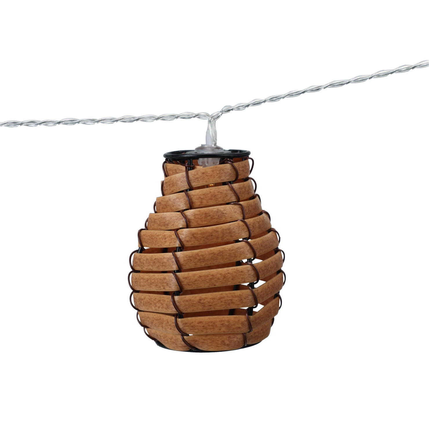LICHTERKETTE Rattan 10 Laternen - Braun, Kunststoff (230cm)