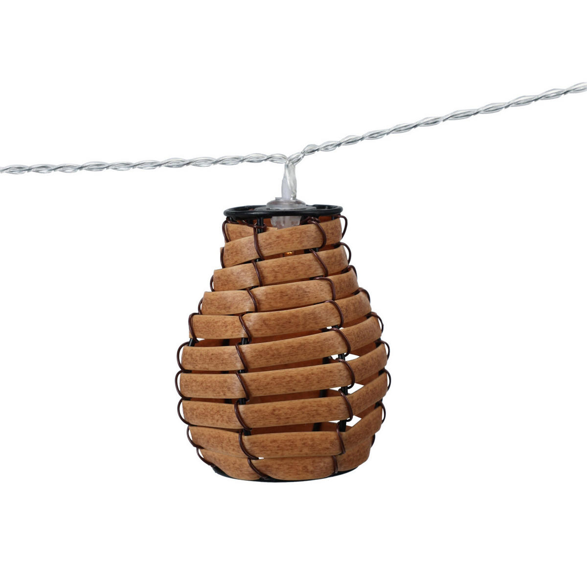 LICHTERKETTE Rattan 10 Laternen - Braun, Kunststoff (230cm)