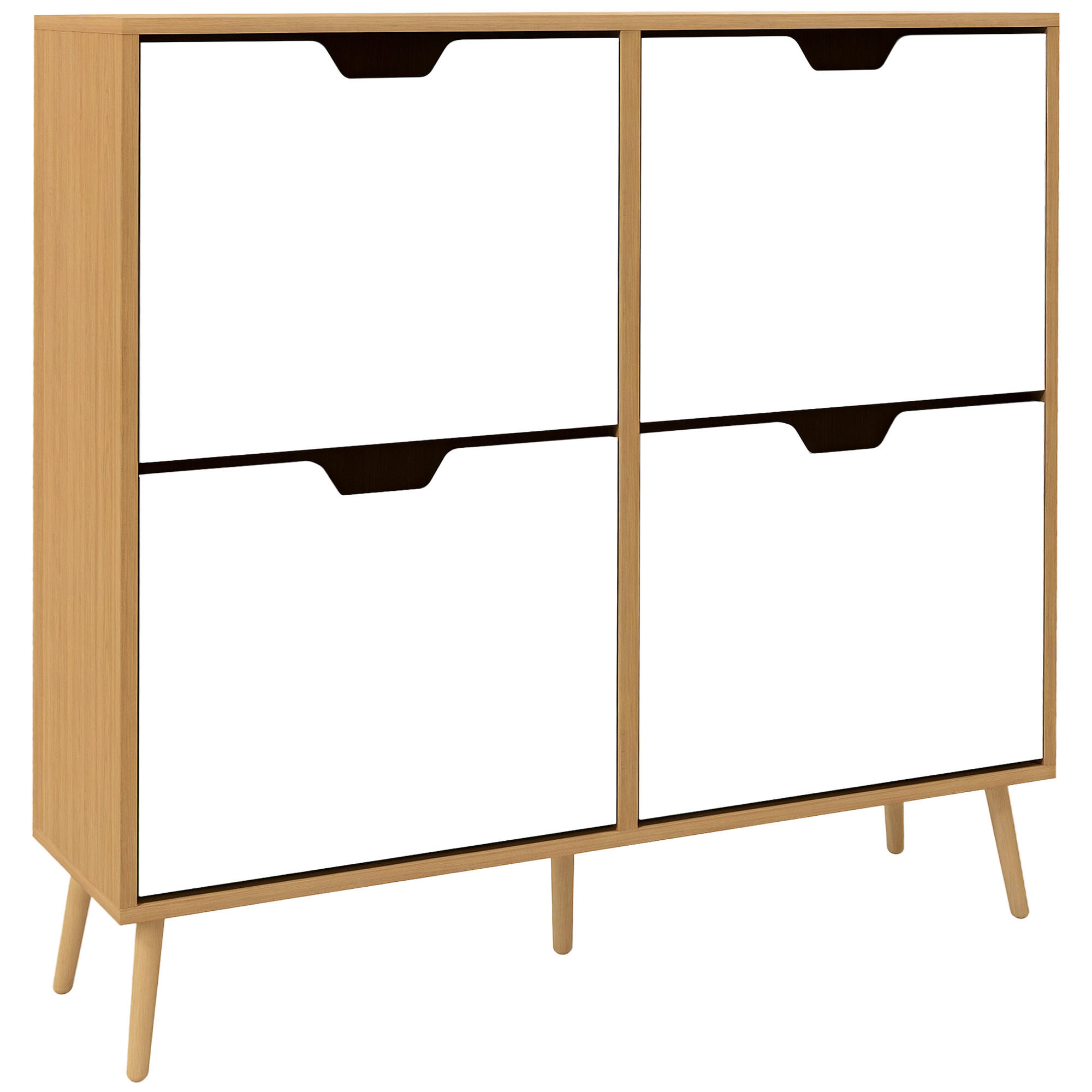 SCHUHSCHRANK DE-14993 4 Klapptüren mit verstellbaren Böden Natur - Naturfarben, Holzwerkstoff (95/95/26cm) - ComfortXL