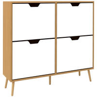 SCHUHSCHRANK DE-14993 4 Klapptüren mit verstellbaren Böden Natur - Naturfarben, Holzwerkstoff (95/95/26cm) - ComfortXL