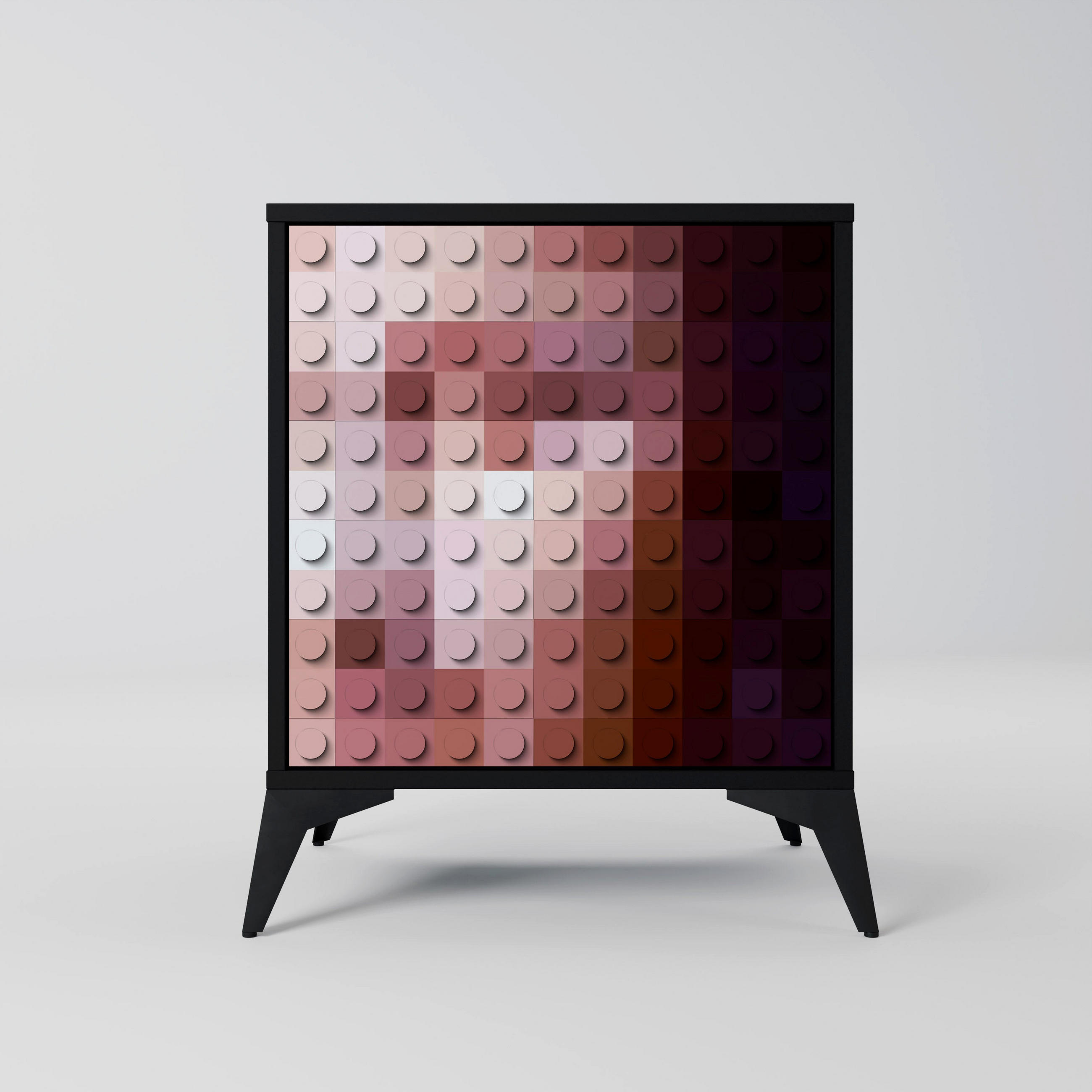 SIDEBOARD CONSTRUCTIVE ART, Schwarz, 57,5x42x70,5 cm, Schwarze Metall-Sternfüße - Multicolor/Schwarz, Holzwerkstoff/Metall (57.5/70.5/42cm) - SpaceRebels