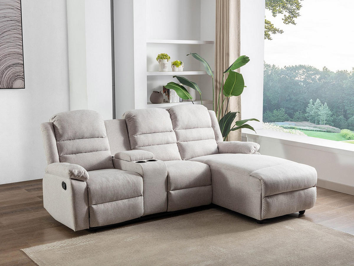 RELAXSOFA - 4 Personen - Stoff - Beige - Beige, Textil (231/102/172cm) - Vente-Unique