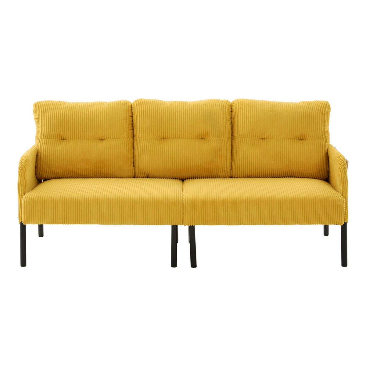 3-SITZER-SOFA DE-33596 mit Seitentaschen Gelb - Gelb, Metall (171/80/72cm) - ComfortXL