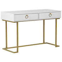 KONSOLENTISCH weiß/gold 2 Schubladen Westport - Goldfarben/Weiß, Metall (115/77/50cm) - Beliani
