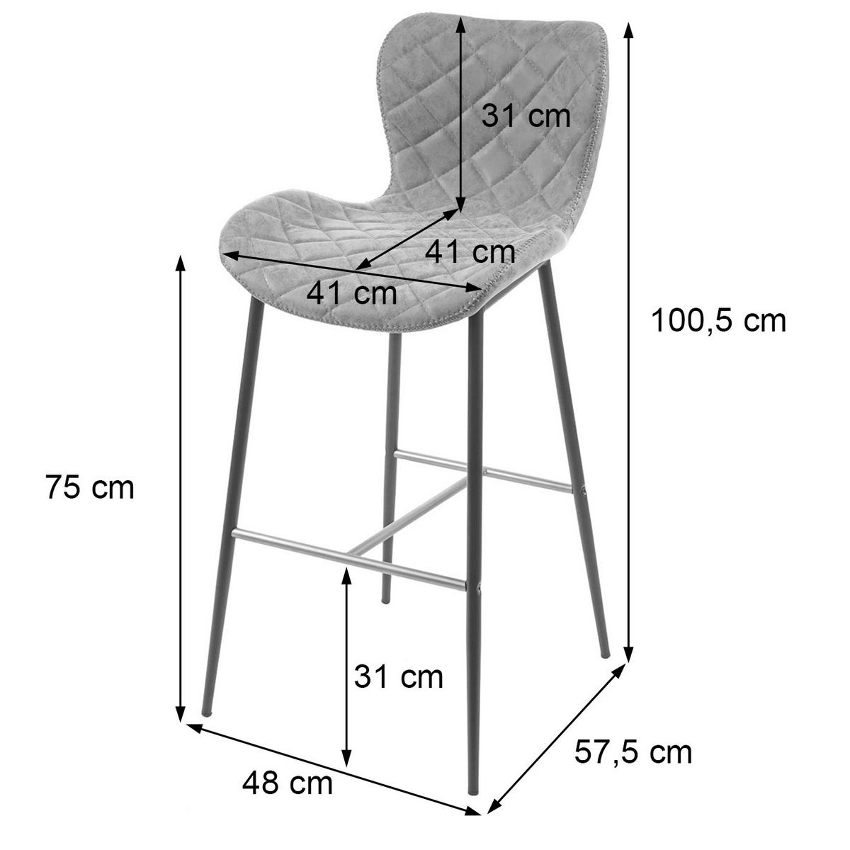 BARHOCKER Grau 2er-Set - Grau, Textil (48/100/57cm) - Jamb