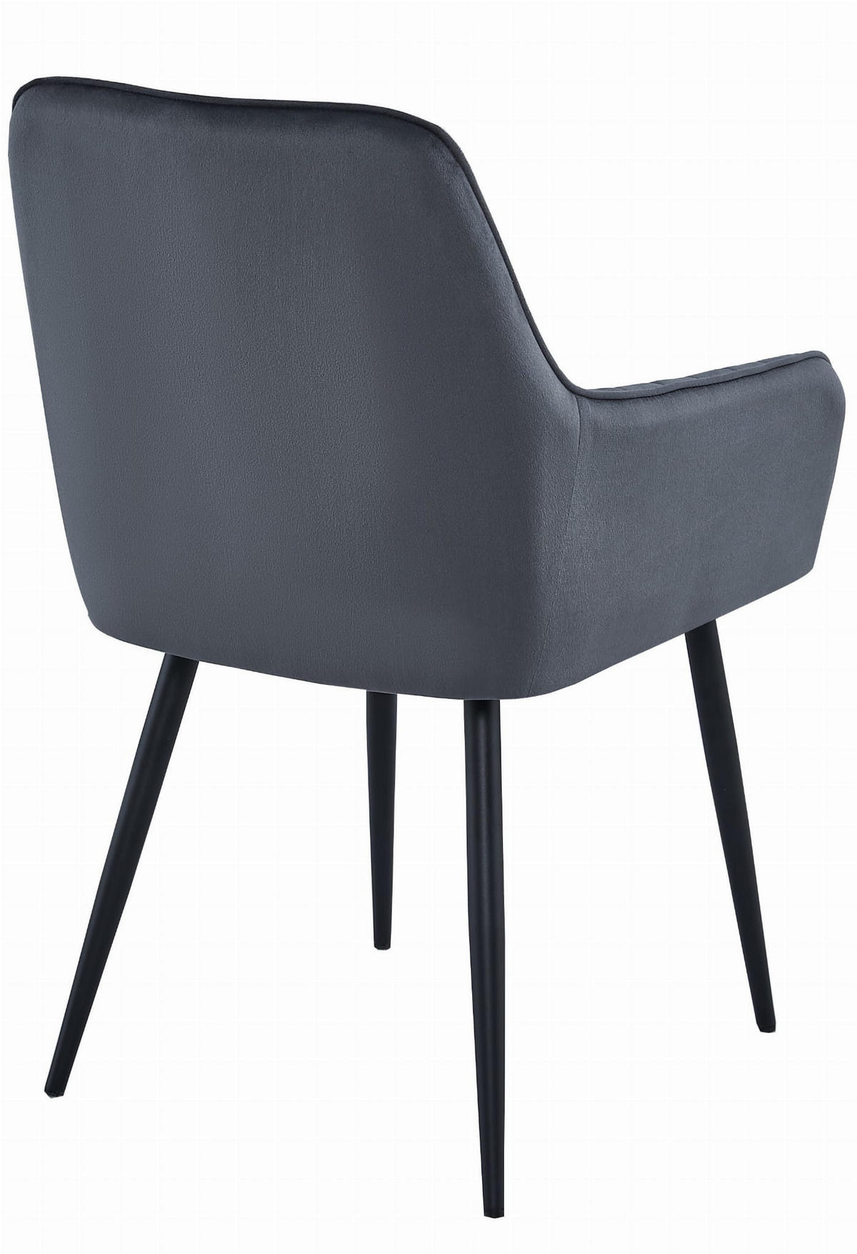 STUHL OSILO 4-er Set, Grau, Schwarz, Schwarze metallische Beine - Anthrazit, Textil/Metall (55/84/46cm) - Komodee