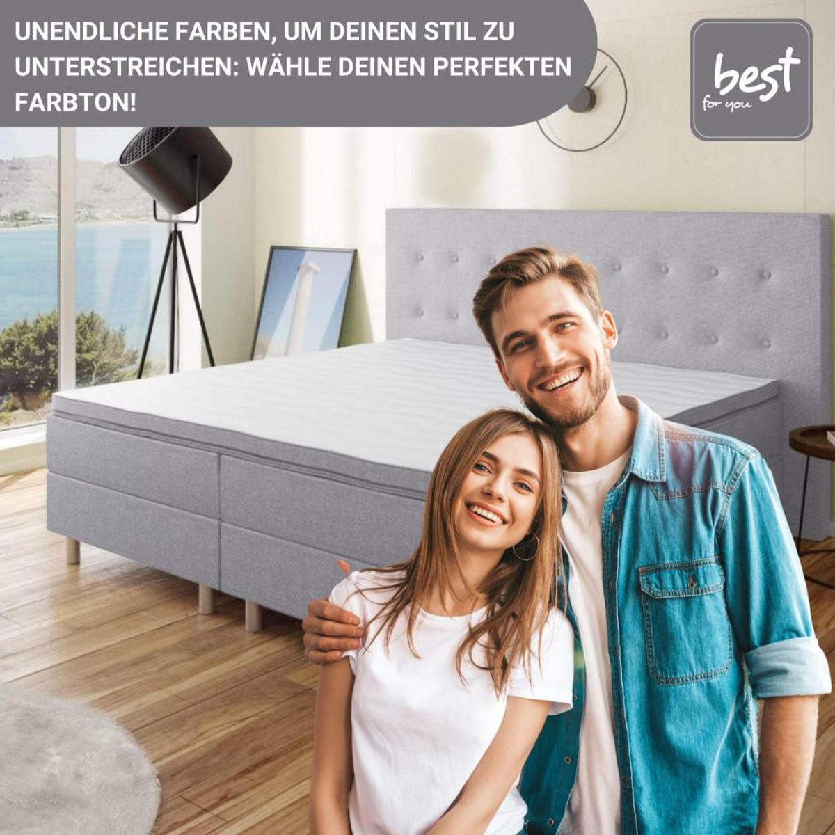 BOXBETT Neo First Class Bett Polsterbett - Silberfarben, Holz/Holzwerkstoff (160/200cm) - Best For Home