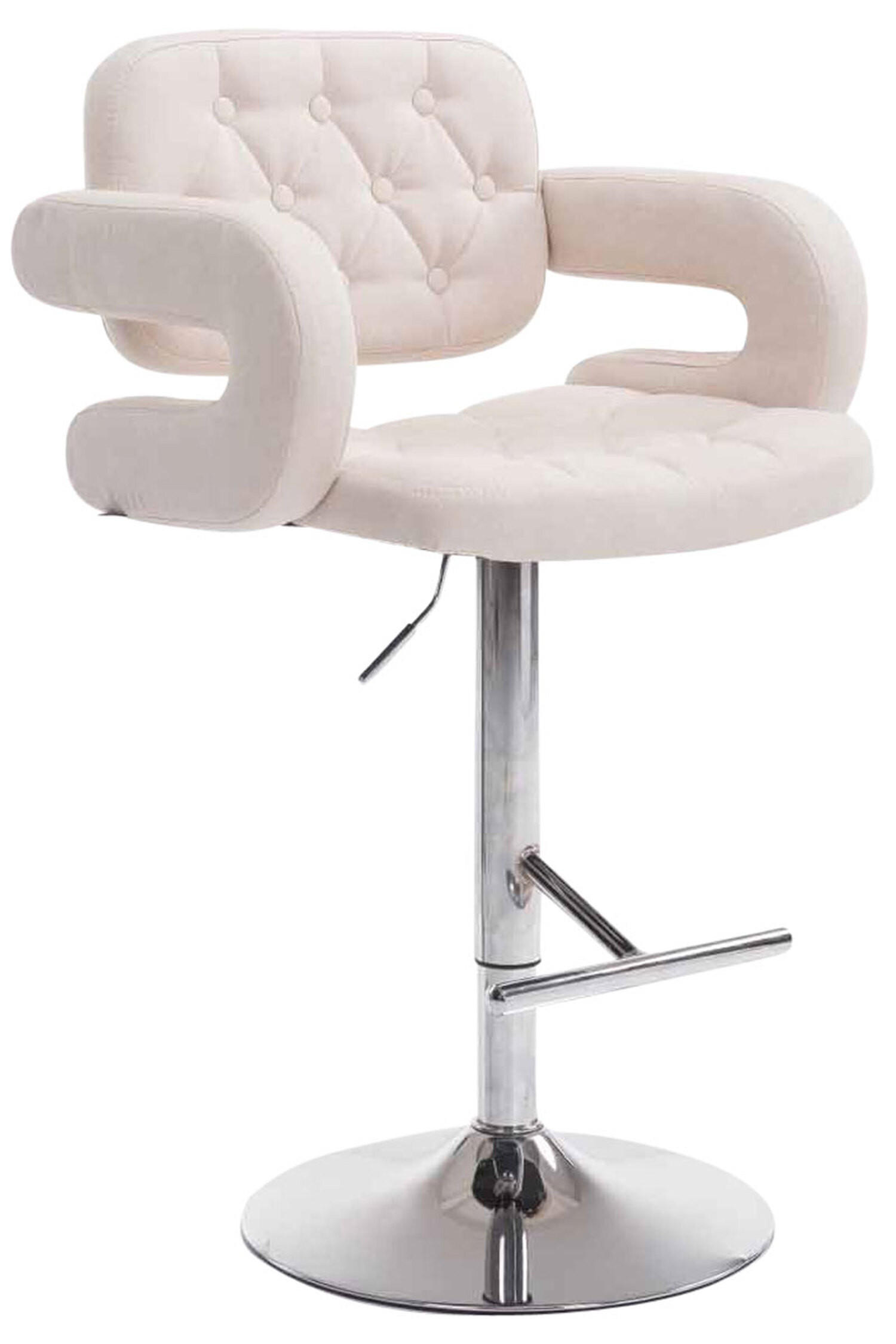BARHOCKER Dubai, Gestell Metall in Chromoptik, STOFF Beige - Chromfarben/Creme, Textil/Metall (52/100/55cm) - TPFLiving