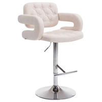 BARHOCKER Dubai, Gestell Metall in Chromoptik, STOFF Beige - Chromfarben/Creme, Textil/Metall (52/100/55cm) - TPFLiving