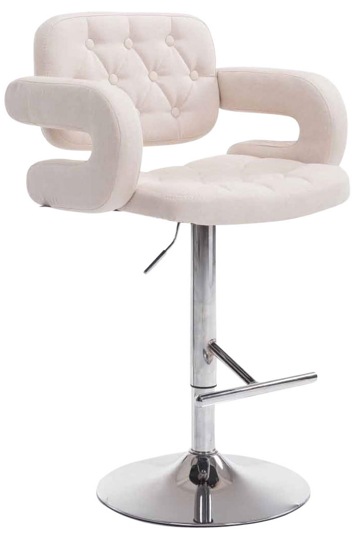 BARHOCKER Dubai, Gestell Metall in Chromoptik, STOFF Beige - Chromfarben/Creme, Textil/Metall (52/100/55cm) - TPFLiving