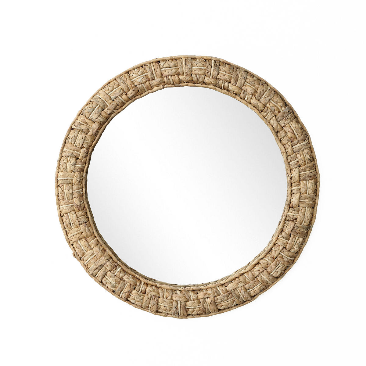 RUNDER Wandspiegel 52cm H - Hellbraun/Beige, Glas/Holz (52/3.5/52cm) - Hometopia