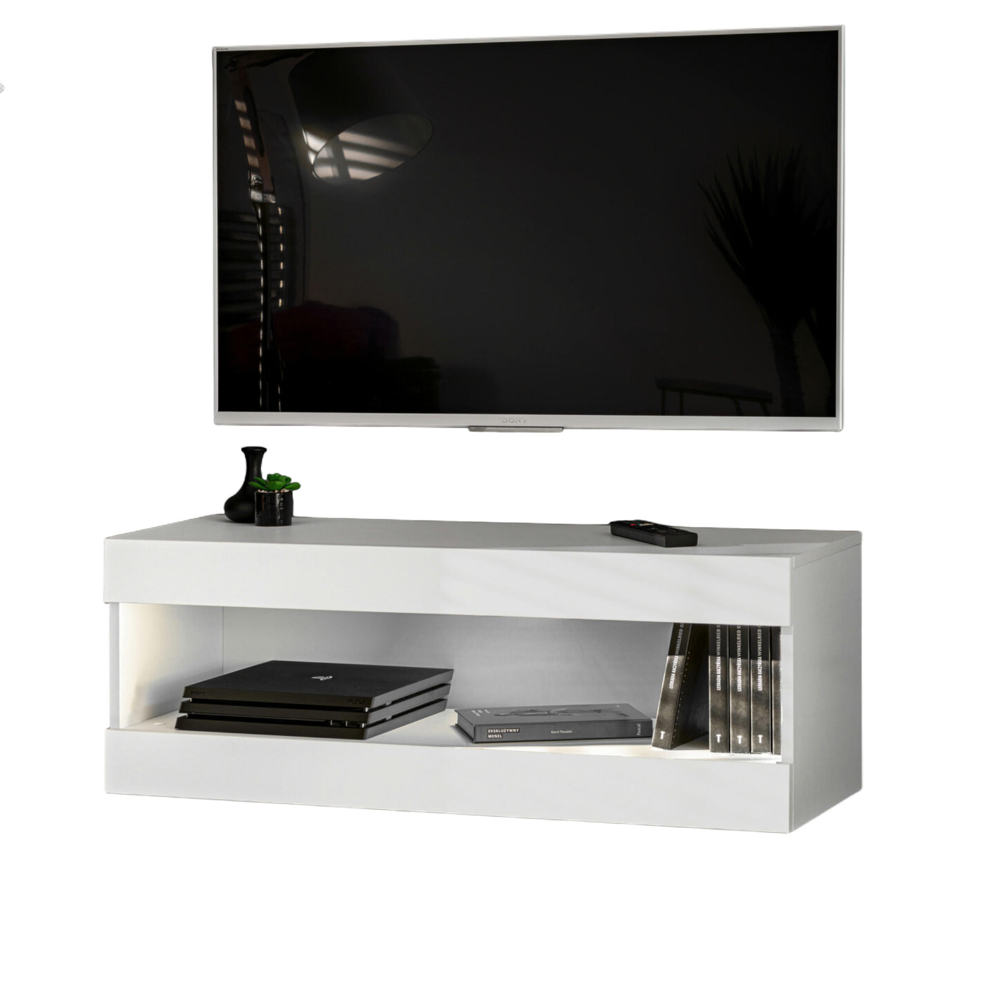 HÄNGEBOARD TV TIVOLI RTV2 Offener Raum Weiß + Weiß - Weiß, Glas/Holzwerkstoff (100/36/35cm) - Komodee