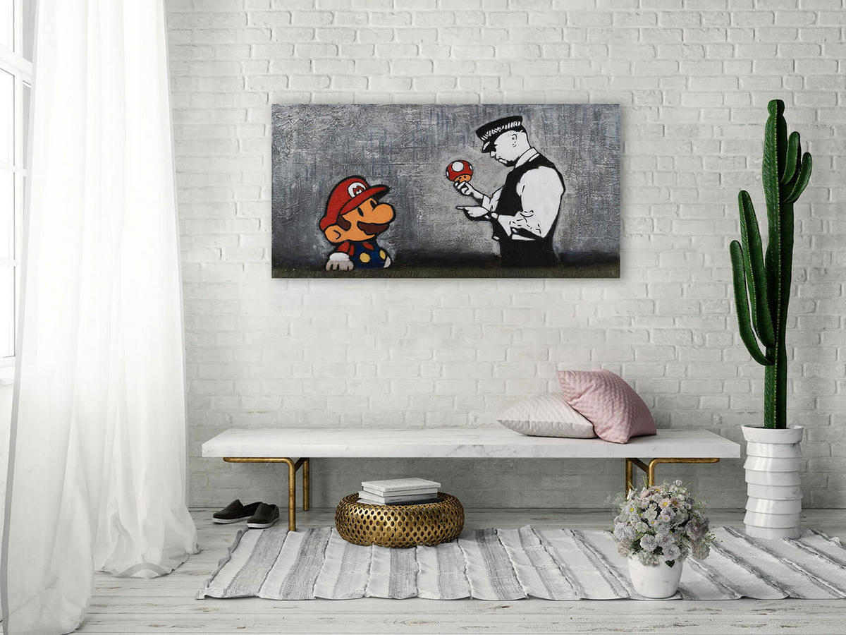 ACRYLBILD HANDGEMALT 120/60 cm - Rot/Schwarz, Holz/Textil (2/60cm) - KUNSTLOFT