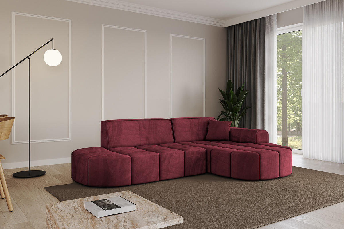 ECKSOFA Ottomane Rechts LIVO-L1 - 252x173x79,5 cm Bordeauxrot - Bordeaux, Holzwerkstoff/Textil (252/173cm) - ALTDECOR