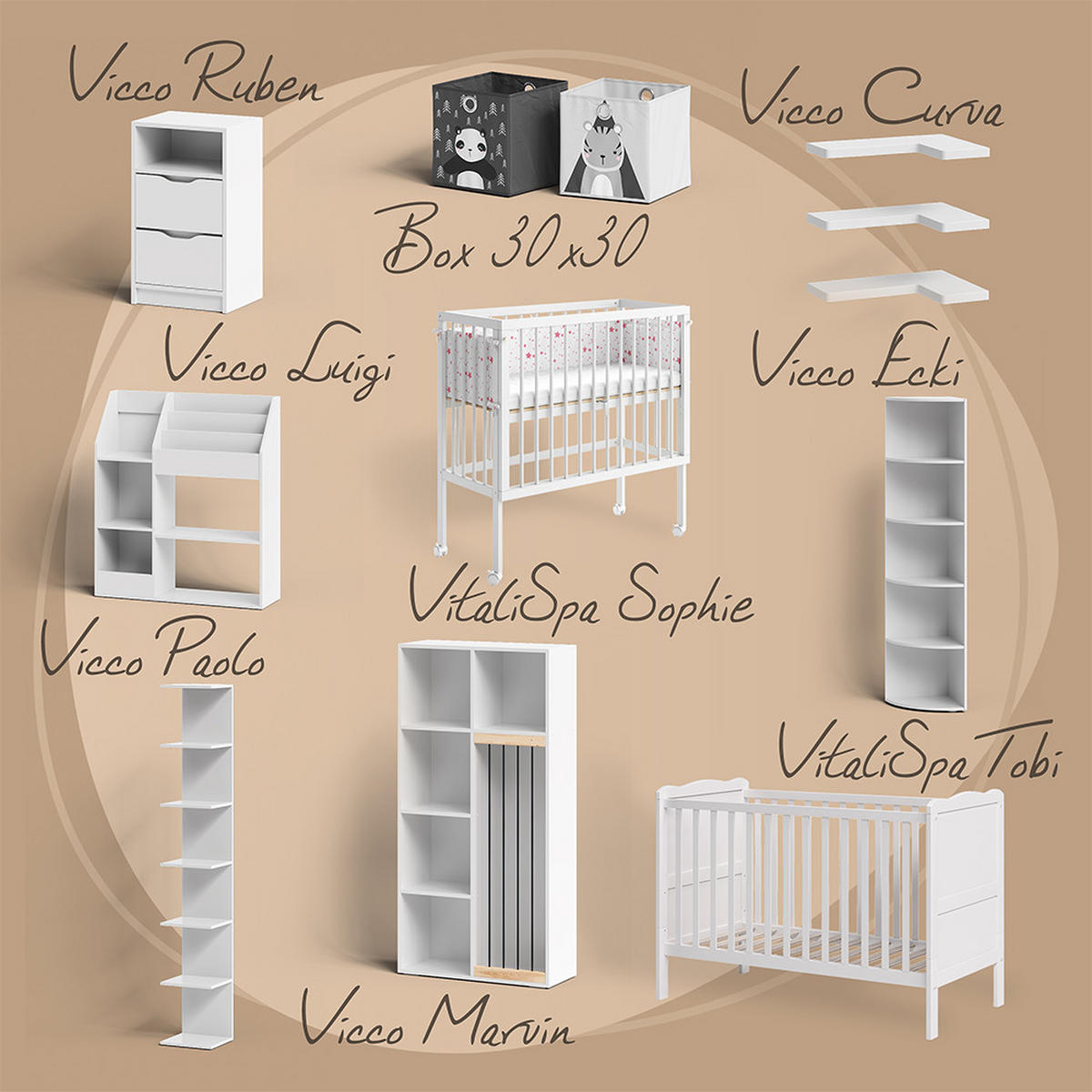PREBAĽOVACÍ PULT Lena, biely/Sonoma, 75.2 x 101.5 cm - biela/dub sonoma, kompozitné drevo (75.2/101.5/50cm) - Vicco