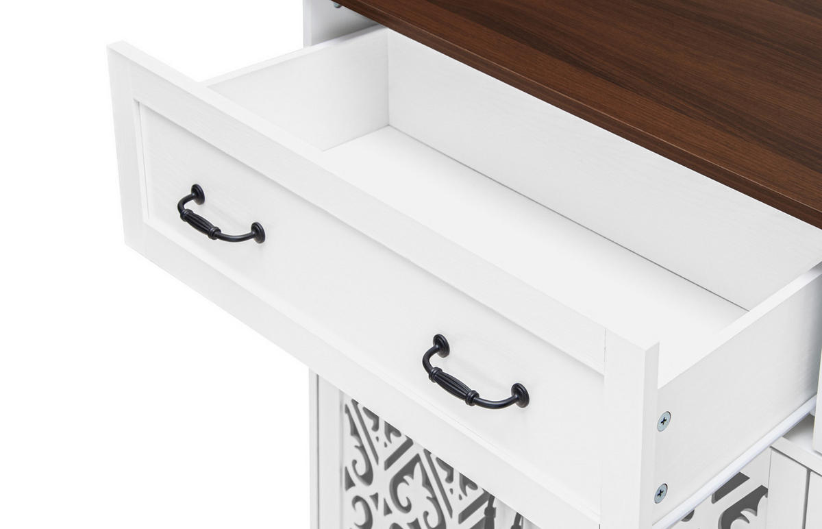 SIDEBOARD aus Holzwerkstoff mit geschnitzten Türen, Schubladen und verstellbaren Einlegeböden Weiß - Weiß, Holzwerkstoff (150/90.3/40cm) - Modenvie