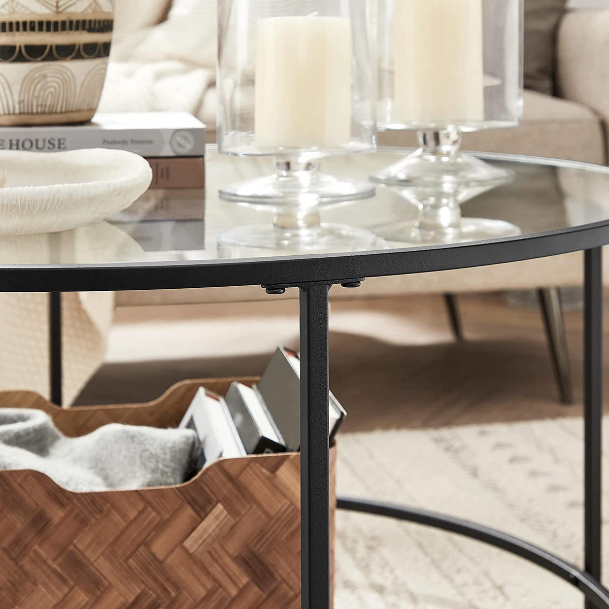 COUCHTISCH - Schwarz, Metall (84/84/46cm) - Hansiro
