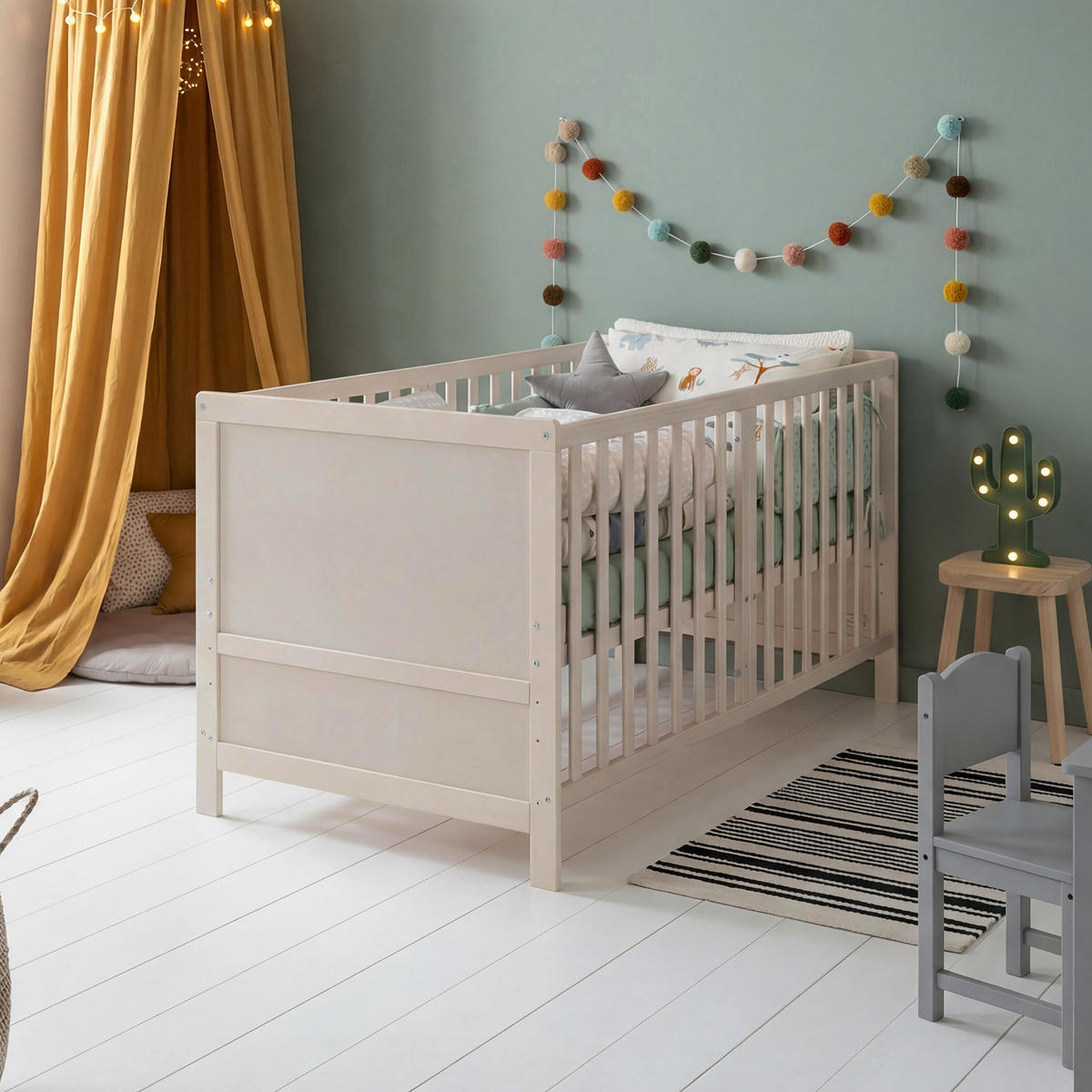 SPJÄLSÄNG med madrass Easy Sleep 70 x 140 cm - Ljusgrå, Träbaserade material/Textil (70/140cm) - Roba