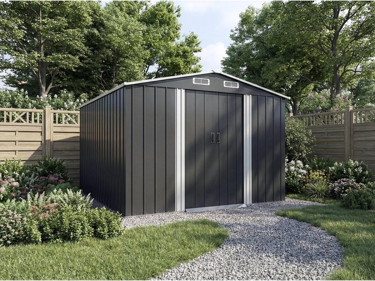 METALL-GARTENHAUS boston Grau - Grau, Metall (298/193/276cm) - Habitat Garten