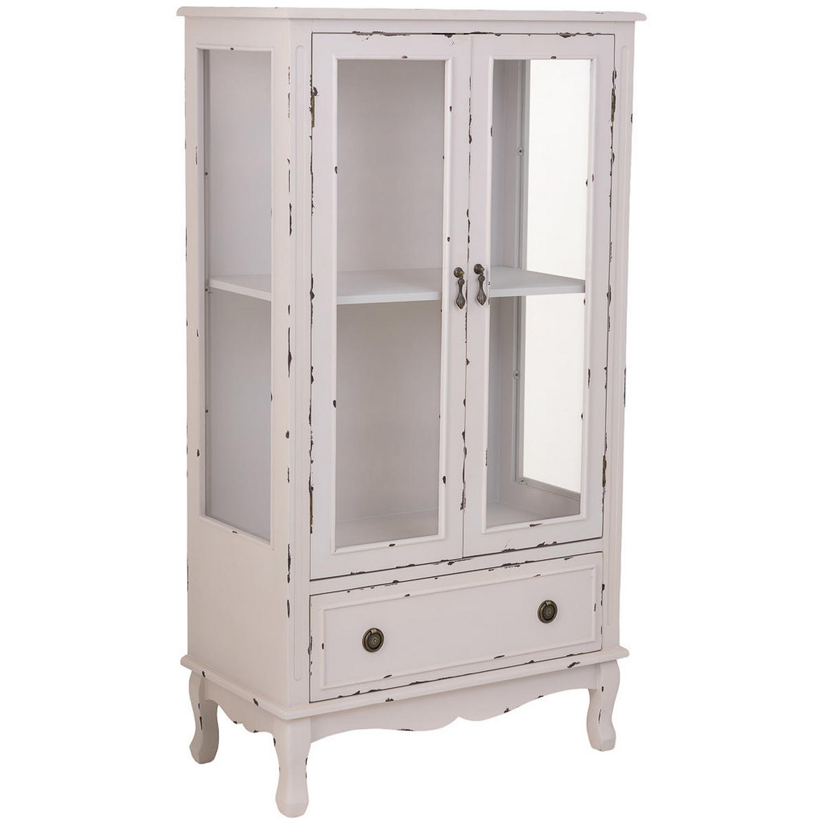 VITRINE mit 1 Schublade und 2 Türen 80x42x148 cm Weiß - Weiß, Holz (80/148/42cm) - Wanderlust