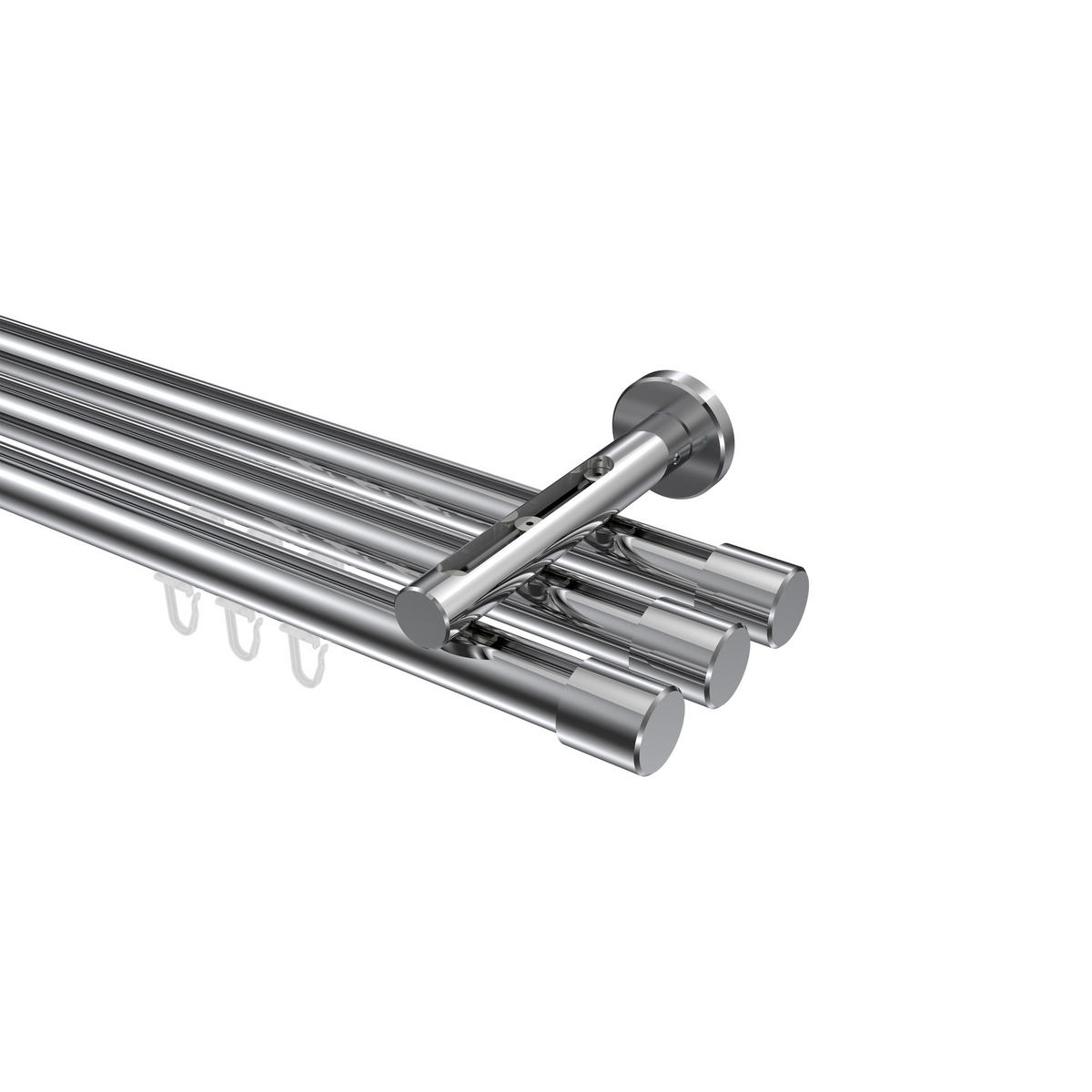 INNENLAUF-GARDINENSTANGEN-SET Siteno Santo 400 cm (geteilt in 2 x 200 cm), 3-läufig, 20 mm Ø Chrom - Chromfarben, Metall (400cm) - INTERDECO
